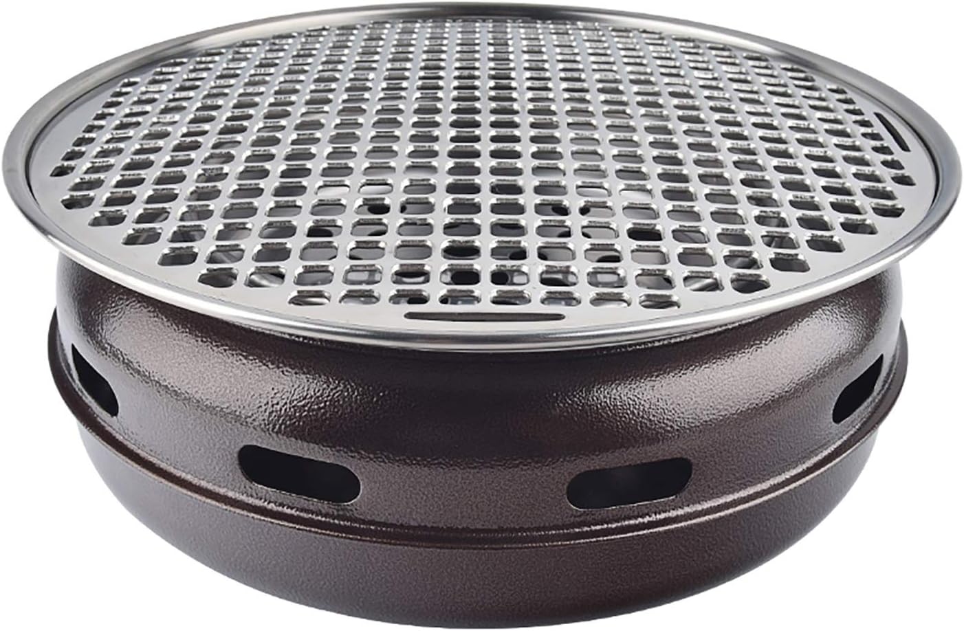 Portable BBQ Grill, Korean Smokeless Charcoal BBQ Grill Galvanized Sheet Maifan Stone 34.5x13cm for 6-8 People Multicolor(G)