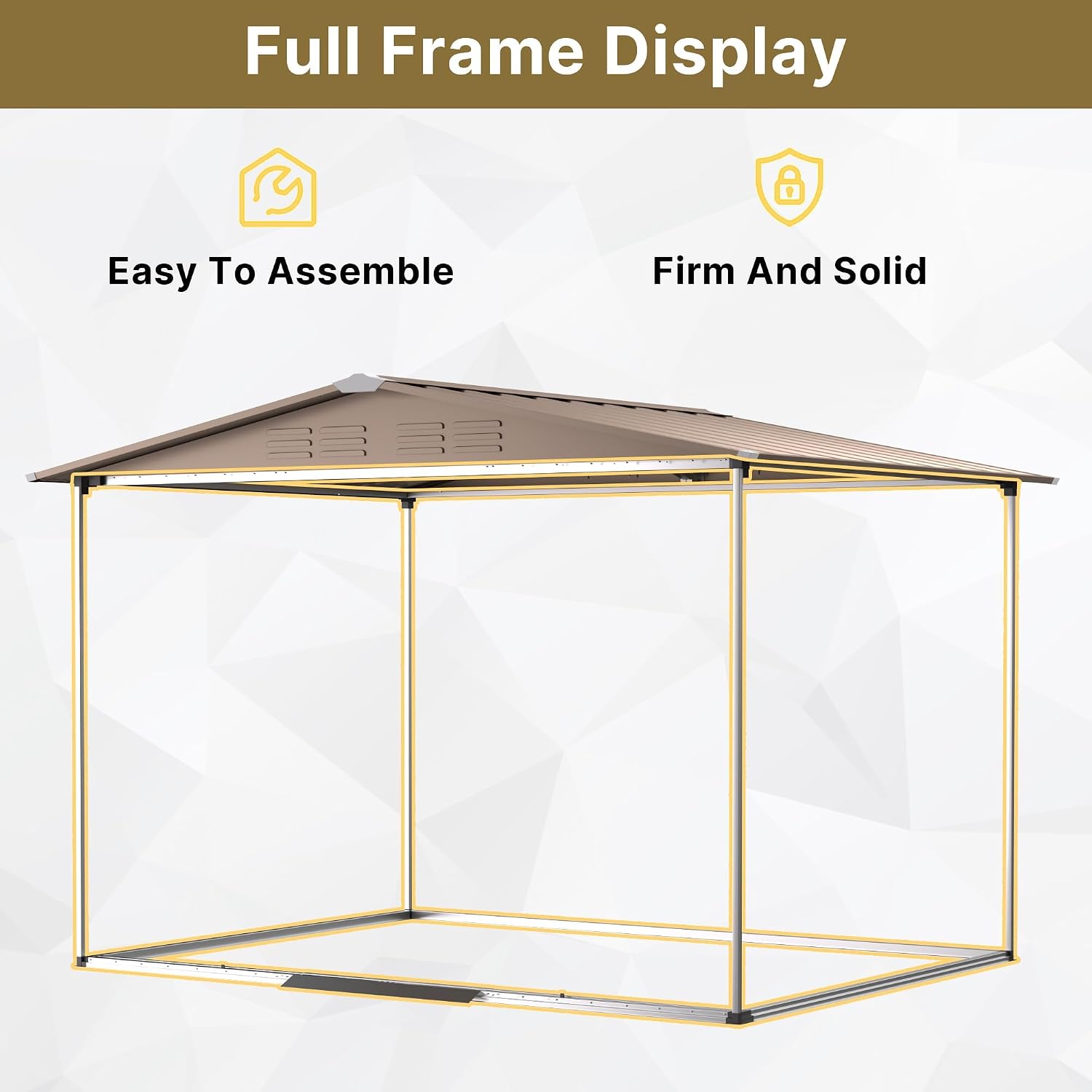 Gotland 8FT x 6FT Sheds & Outdoor Storage, Metal Shed with Sloped Steps Waterproof Sloped Roof, Storage Shed with 2 Lockable Slide Doors, Outdoor Shed for Backyard Patio Lawn Brown