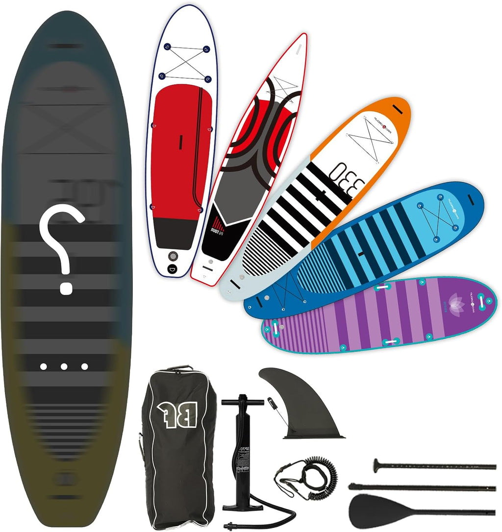 Bifanuo Inflatable Stand Up Paddle Board with SUP Accessories & Backpack. Paddle Boards for Adults. Non-Slip Deck, Wide Stance, Bottom Fin, Double Action Pump.