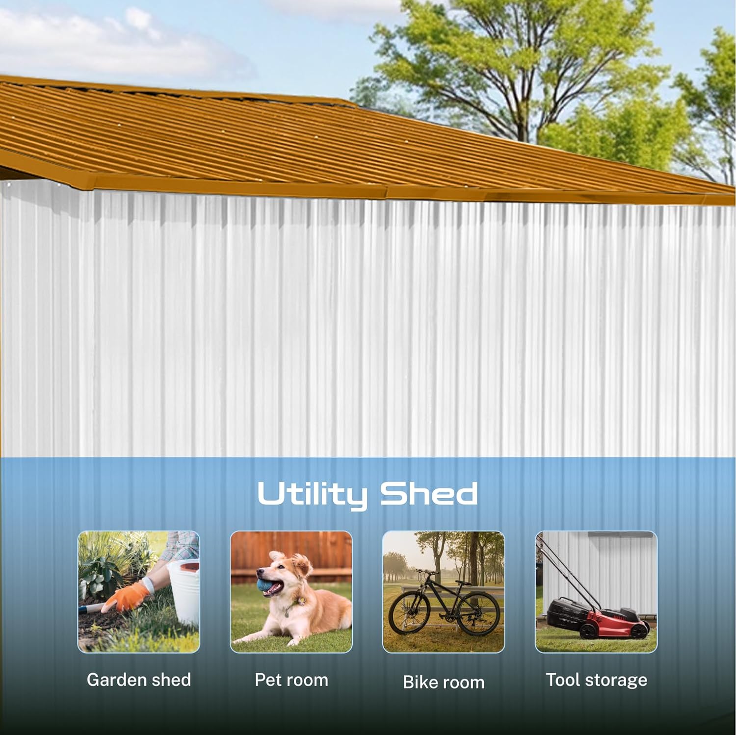 6x4 Ft Storage Shed Outdoor, Permanent Steel Building with Lockable Doors and 4 Air Vents for Backyard Garden Patio Lawn - Yellow