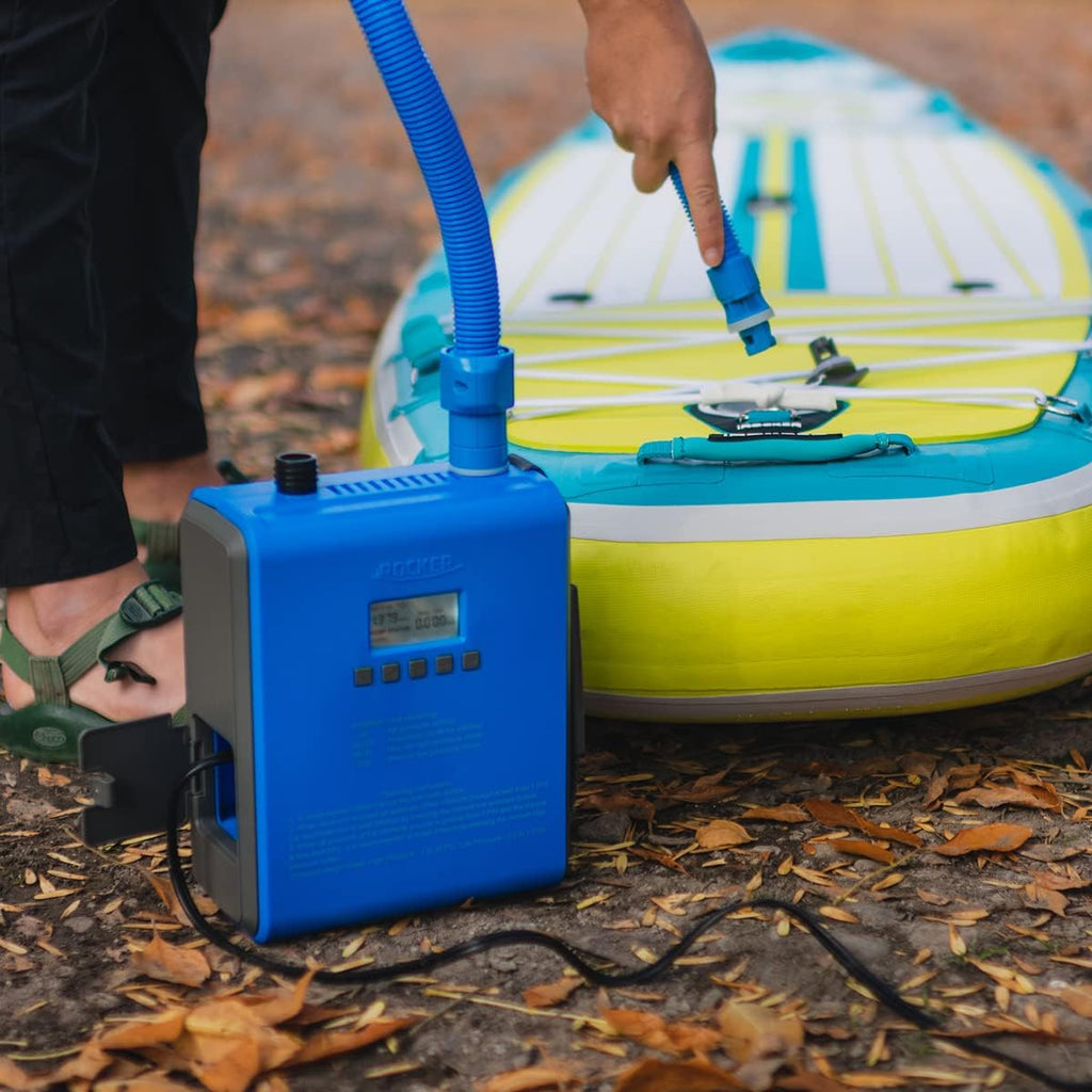 iROCKER Electric SUP Pump Inflator – Digital PSI Control, Auto Shut-Off, Compatible with All iLAND, iROCKER, & Halkey-Roberts Valves.
