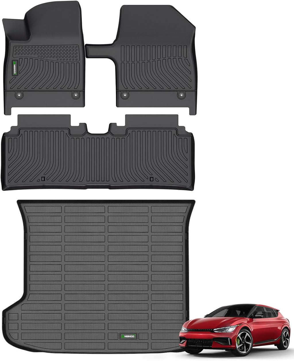 ANBINGO® Floor Mats & Cargo Liner for KIA EV6 2022-2024, GT/GT-Line, All Weather Floor Liner for EV6, 2022 2023 2024 EV6 Car Mats Accessories-Black