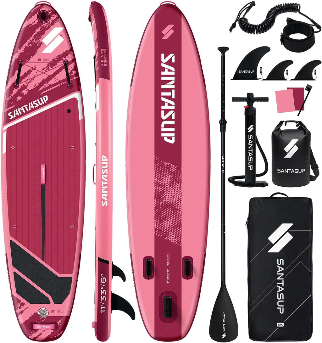 Inflatable Stand Up Paddle Board with SUP Accessories, Anti-Slip EVA Deck, 10'6'/11' Wide Stance Board, Sup Board for Adults & Youth of All Skill Levels Backpack