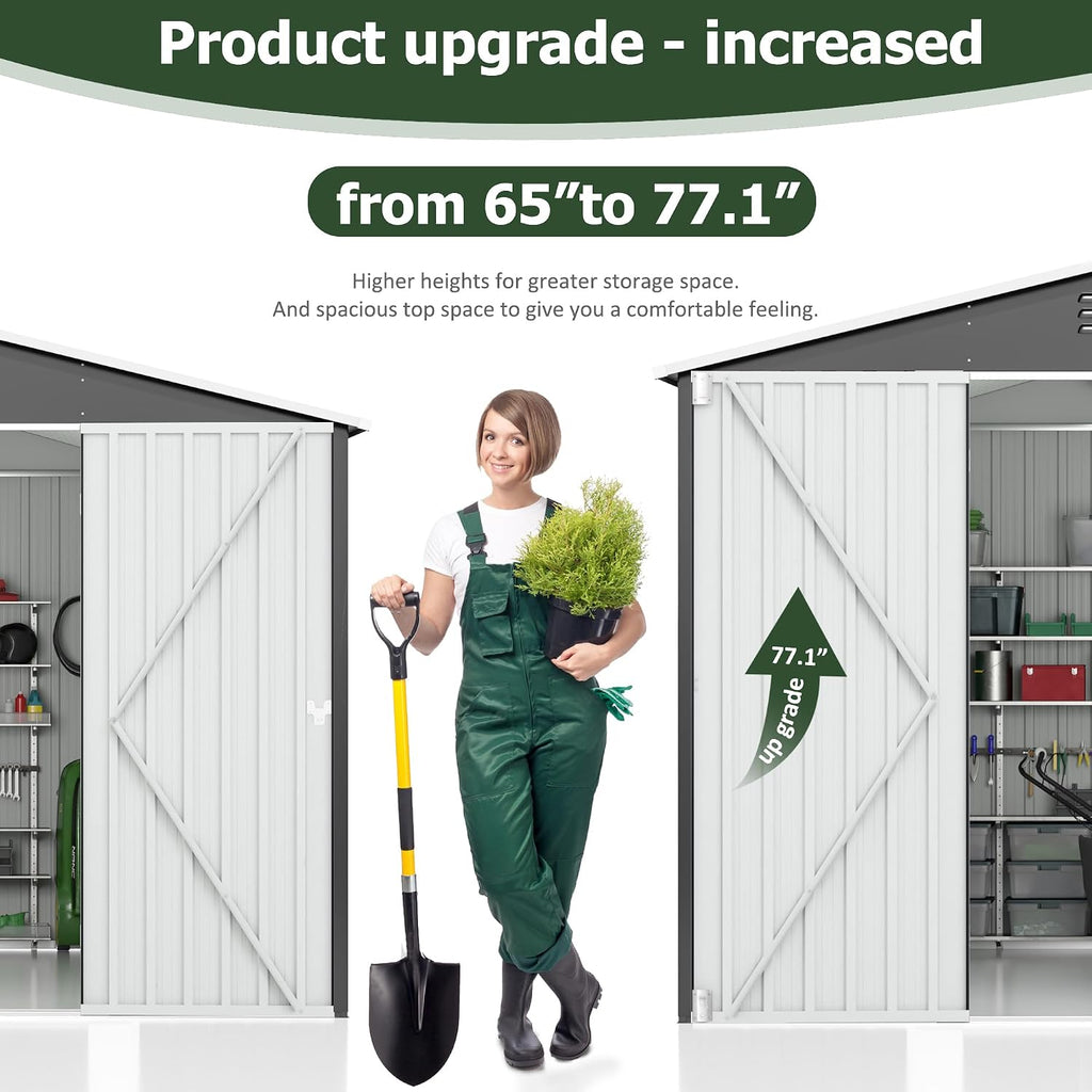 AirWire 6x8 FT Outdoor Storage Shed, Garden Shed with Updated Frame Structure and Lockable Doors, Metal Tool Sheds for Backyard Garden Patio Lawn, White