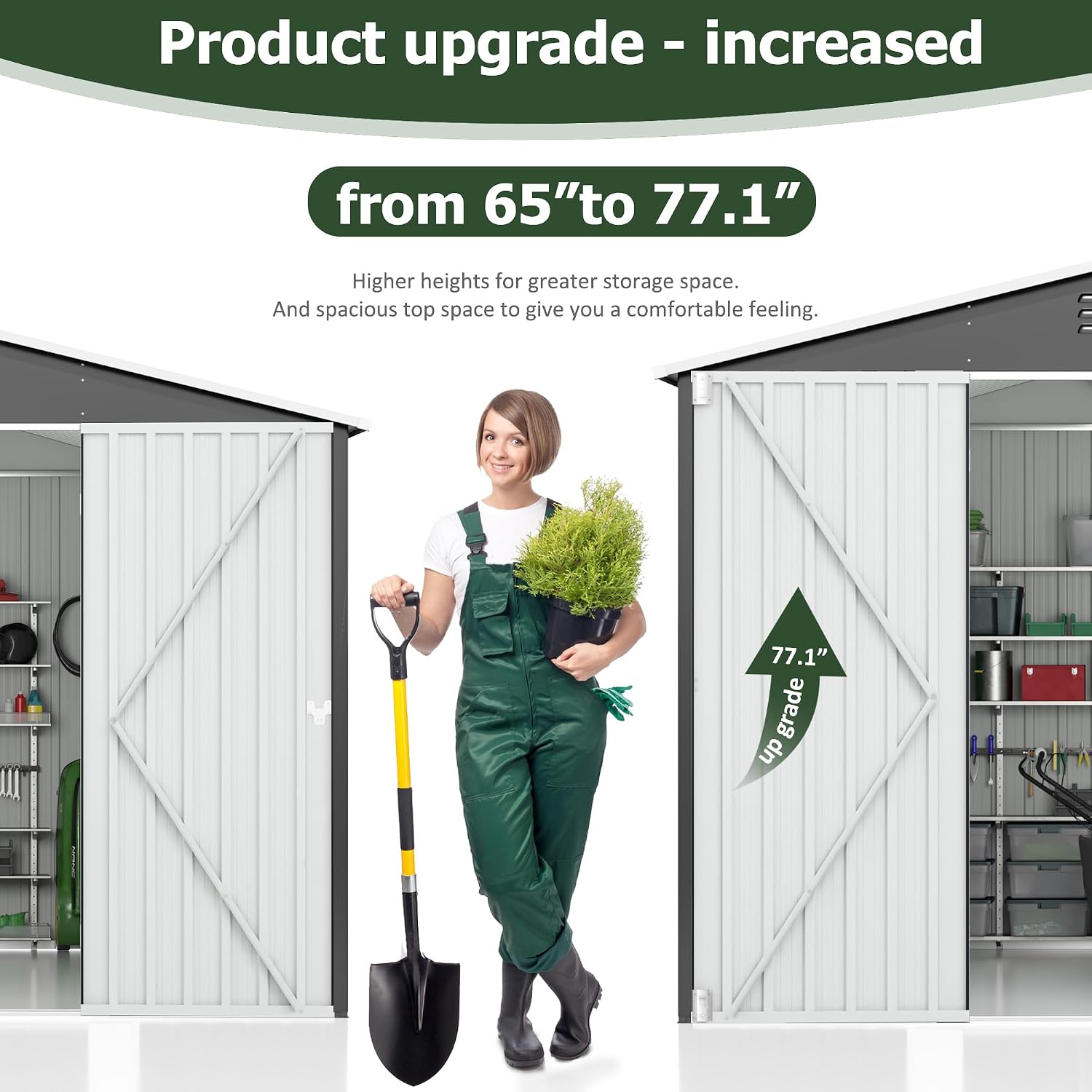 AirWire 6x8 FT Outdoor Storage Shed, Garden Shed with Updated Frame Structure and Lockable Doors, Metal Tool Sheds for Backyard Garden Patio Lawn, White