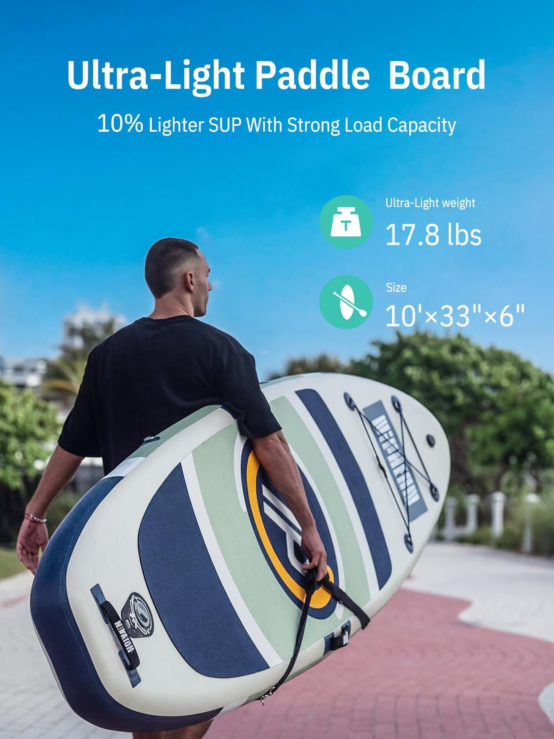 Niphean（Ultra-Light） Inflatable Paddle Board with StabilTrac Fin and Durable SUP Accessories, 10' Stand Up Paddle Boards for Adults & Youth, Versatile Yoga Paddle Board, Gift Ideas