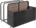 Double Layer Poolside Float Storage, Outdoor Storage, PE Rattan Outdoor Pool Caddy with Rolling Wheels for Floaties, Patio Poolside Float Storage Basket, Storage Box, Patio, Pool, Beach-Sturdy