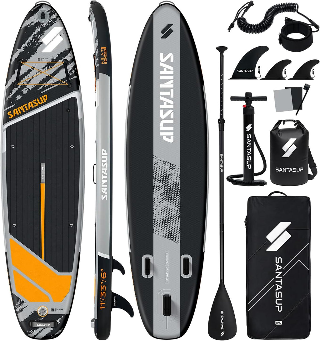 Inflatable Stand Up Paddle Board with SUP Accessories, Anti-Slip EVA Deck, 10'6'/11' Wide Stance Board, Sup Board for Adults & Youth of All Skill Levels Backpack