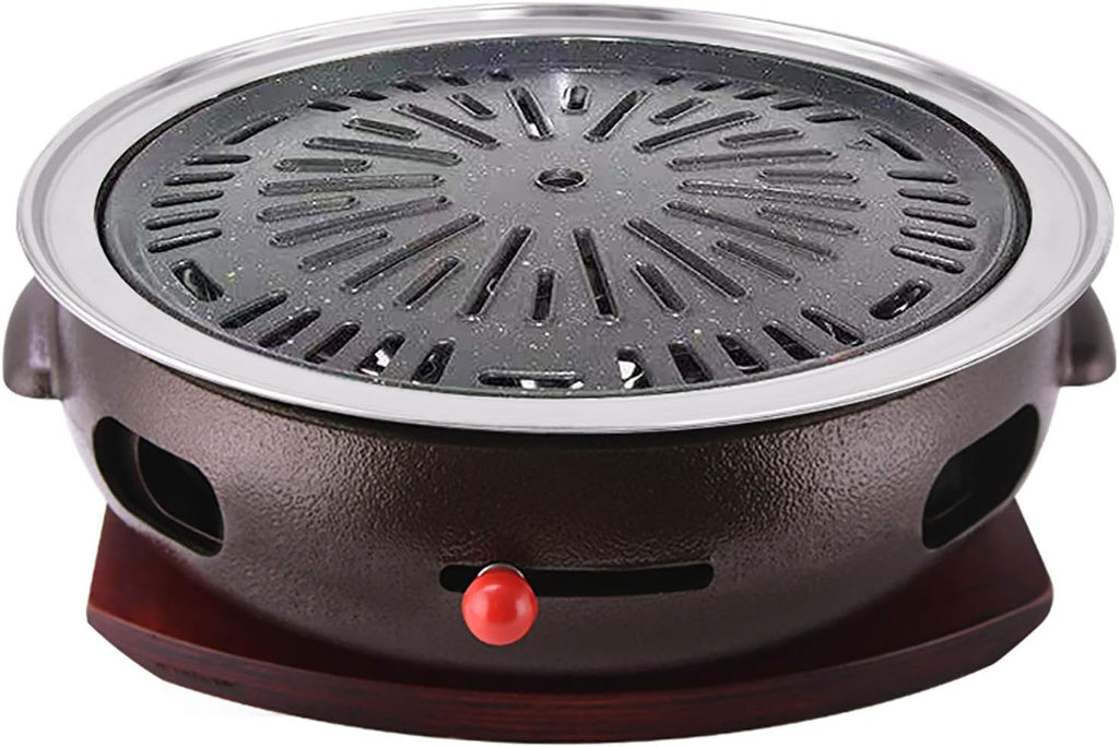 BBQ Barbeque Barbecue Grill, BBQ, Large Cast Iron Barbecue Meat Stove, Korean Household Charcoal Grill, Maifan Stone Baking Pan, Indoor Outdoor (Color : A)