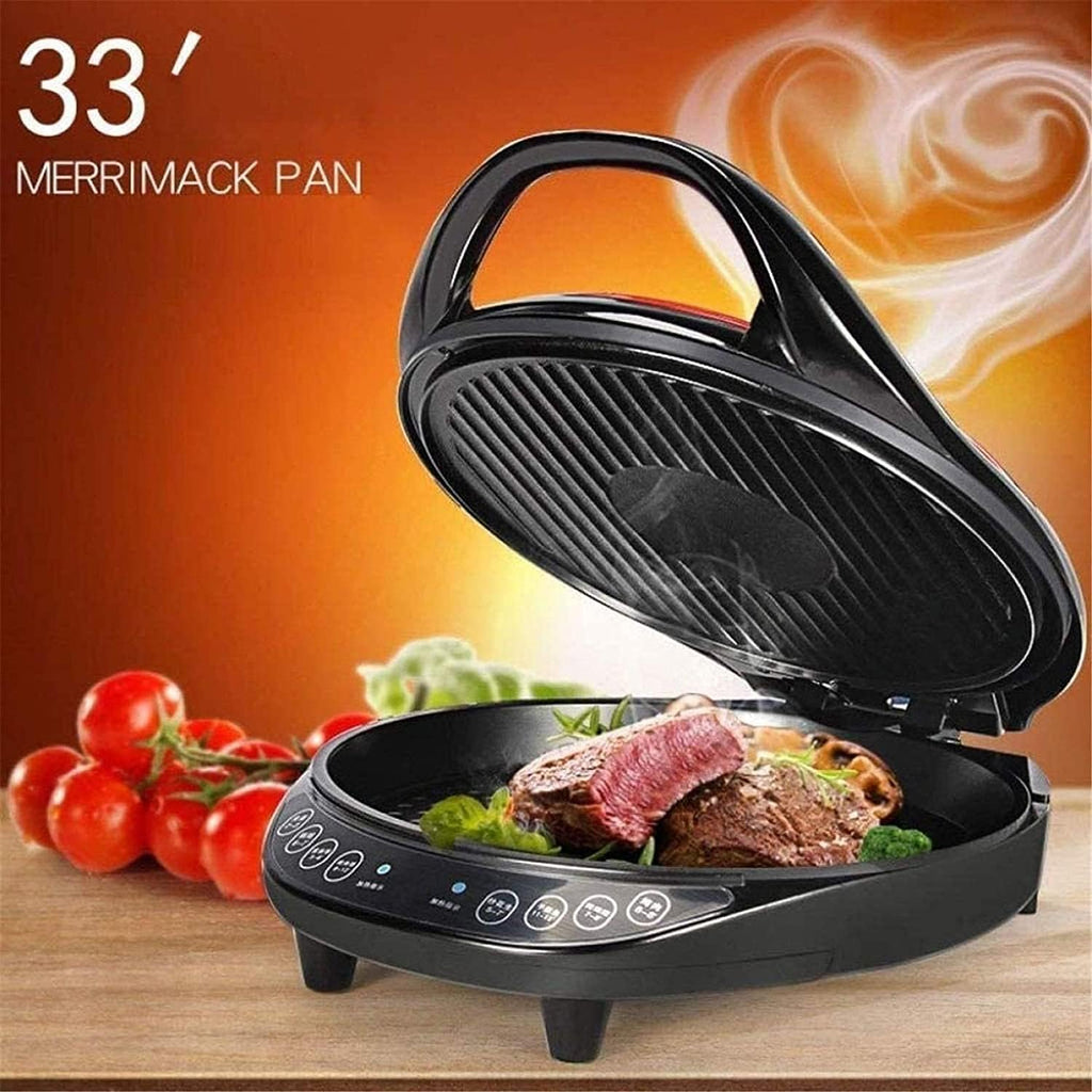 Indoor Korean Barbecue Grill BBQ Grill and Hot Pot Electric Grill Household Electric Baking Pan Non-Stick Smokeless Multi-Function Double-Sided Floating Frying Machine Thickening and Deepening 12 (Co