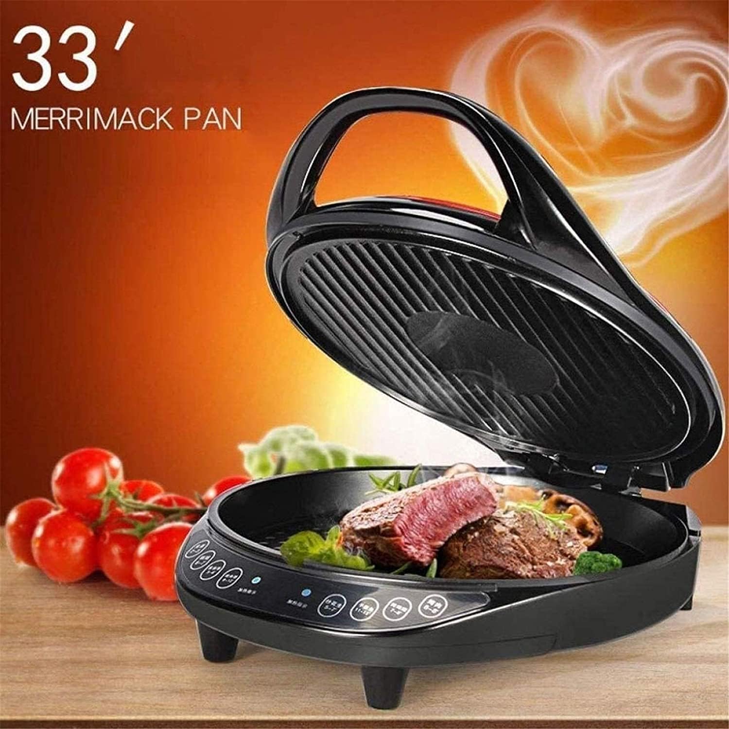 Indoor Korean Barbecue Grill BBQ Grill and Hot Pot Electric Grill Household Electric Baking Pan Non-Stick Smokeless Multi-Function Double-Sided Floating Frying Machine Thickening and Deepening 12 (Co