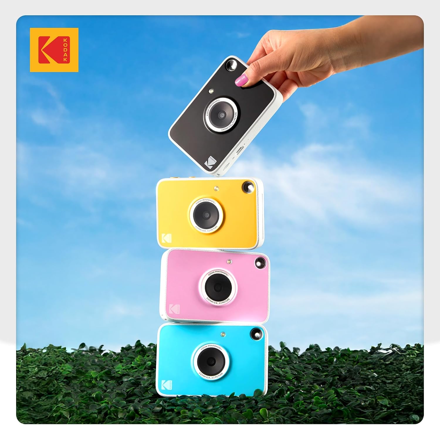 Kodak Printomatic+ Full Color Instant Print Digital Camera Gift Bundle + Case + Zink 2x3 Sticky Back Photo Paper 20pk + Album + Sticker Sets + Sticker Frames + Hanging Frames + Markers Black