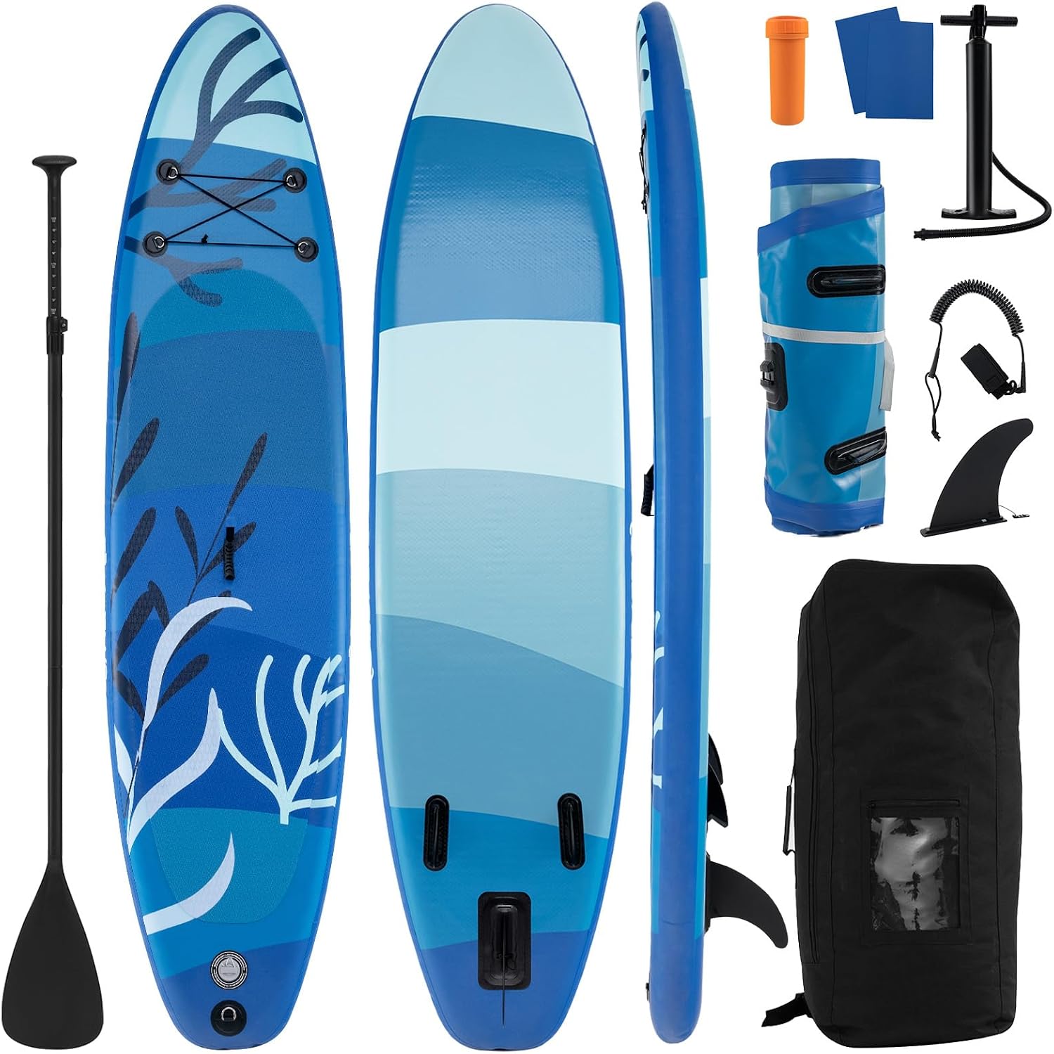 GYMAX Paddle Board, Inflatable Stand Up Paddle Board with SUP Accessories, Removable Fin, Paddle, Pump, Leash & Carry Bag, Blow Up Paddle Boards Standing Boat