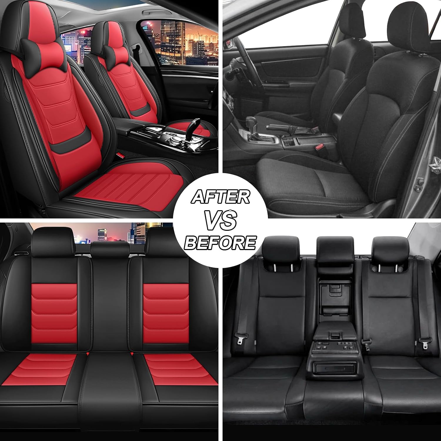 Car Seat Cover Full Set for Toyota Grand Highlander Seat Covers 2024-2025, Nappa Leather Waterproof Seat Covers For Cars, Airbag Compatible, Universal Automotive Seat Covers(Luxury Full Set/Black Red)