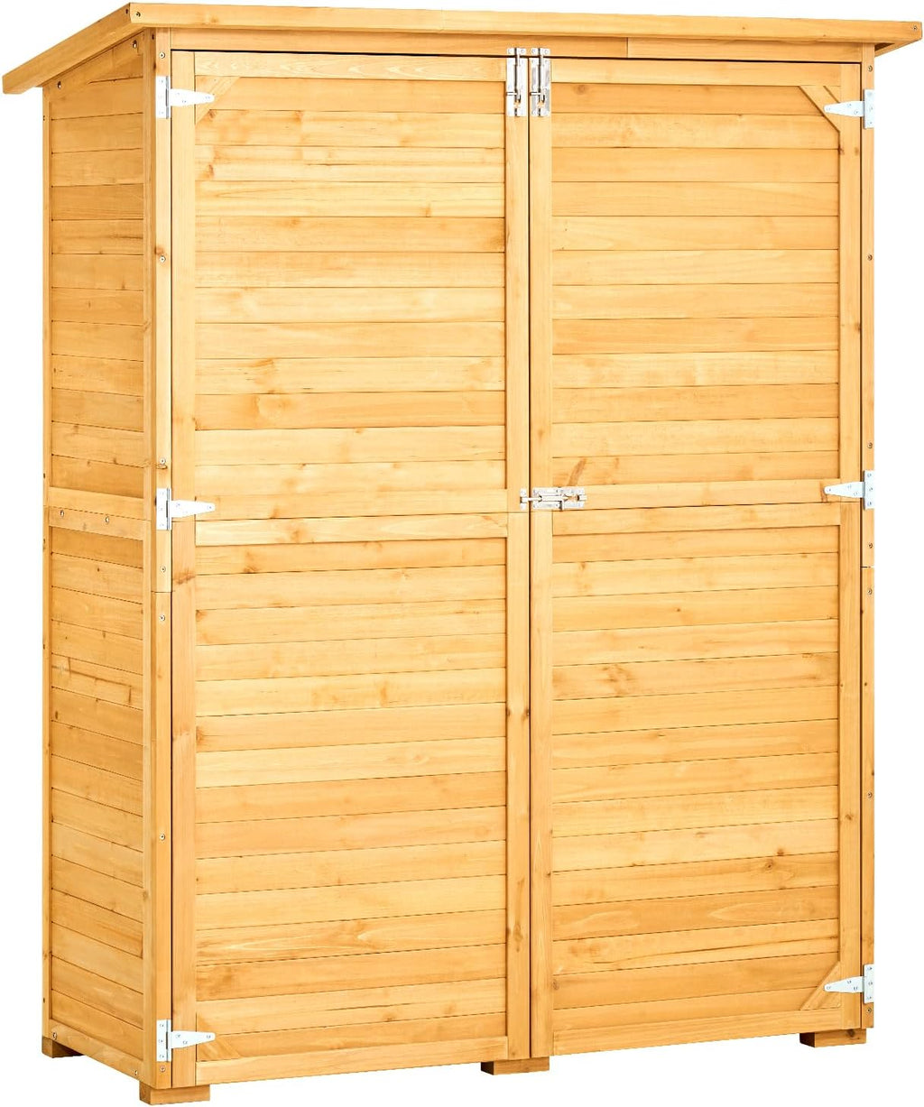 VEVOR Outdoor Storage Shed, Large Wooden Outside Storage Cabinet with Waterproof Roof and Metal Frame, Double Lockable Doors Garden Tool Shed Storage House Cabinet with Shelves, 55.1'x23.6'x67.5'