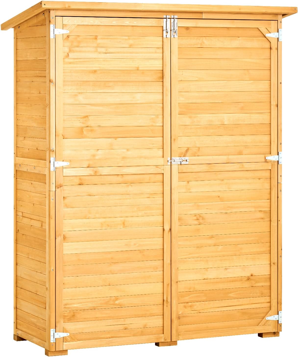 VEVOR Outdoor Storage Shed, Large Wooden Outside Storage Cabinet with Waterproof Roof and Metal Frame, Double Lockable Doors Garden Tool Shed Storage House Cabinet with Shelves, 55.1'x23.6'x67.5'