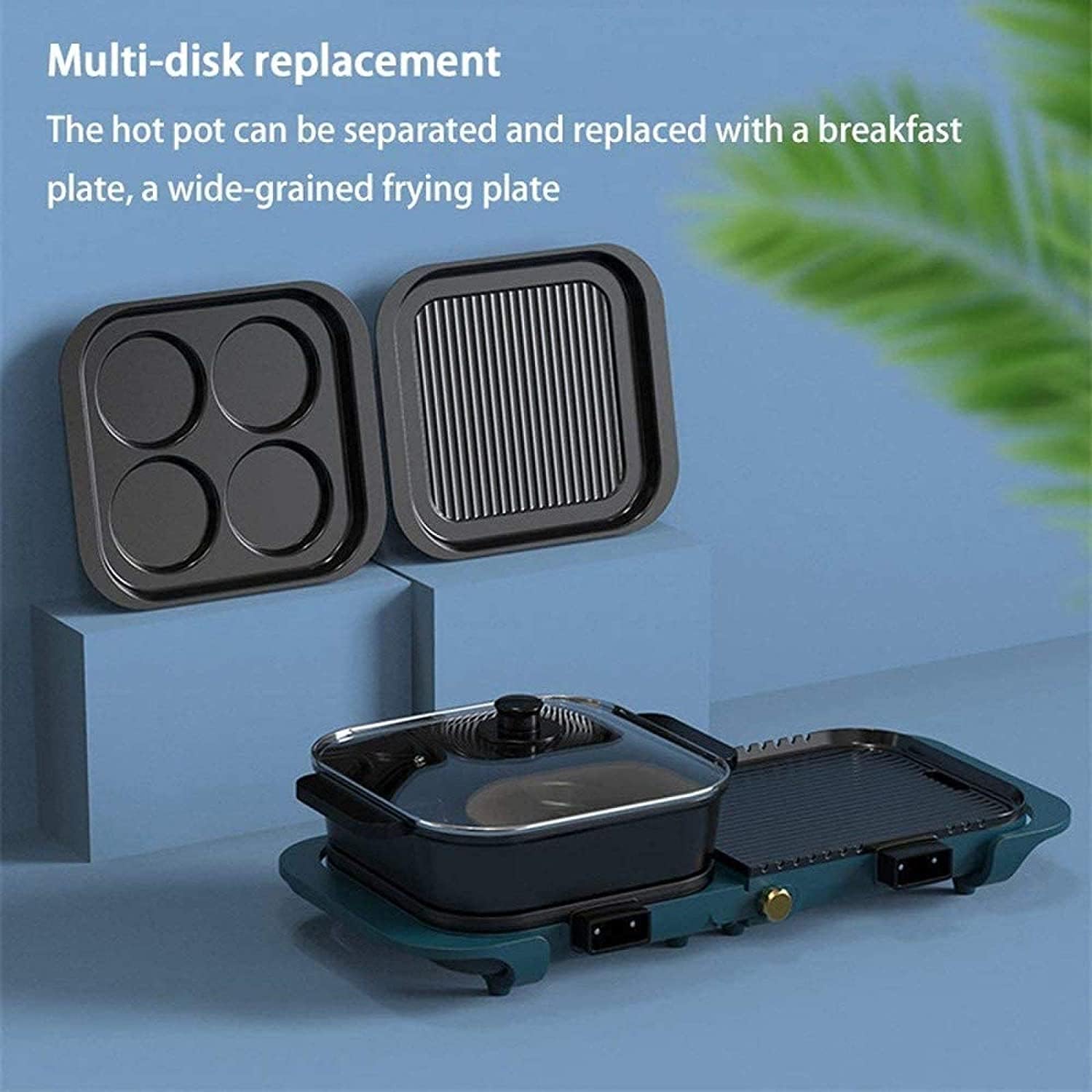 Electric BBQ Grill Indoor Electric Hot Pot Household Hot Pot Barbecue Integrated Pot Detachable Separate Hot Pot Roasting Pan Indoor Smokeless Healthy