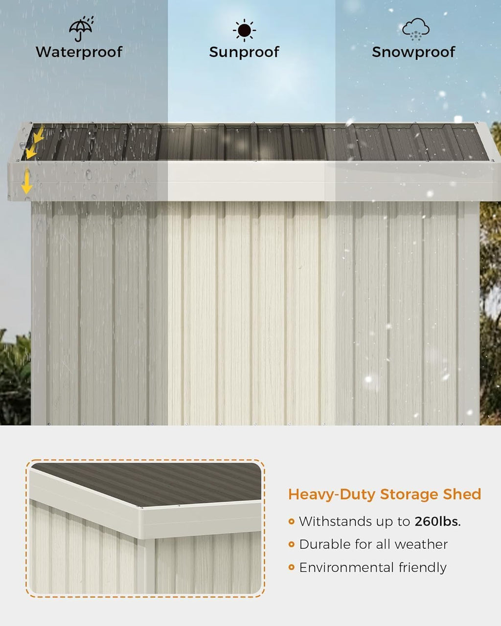 5X3 FT Metal Garden Sheds & Outdoor Storage with Sloping Roof,Lockable Door for Backyard,Patio