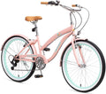 ACEGER Girls Beach Cruiser Bike for Kids 5-13 Years Old, 16' 18' 20' 24' Single Speed Kids Bicycle Included Coaster Brake, Front and Rear Reflectors, 24' 7 Speeds with Dual Brakes