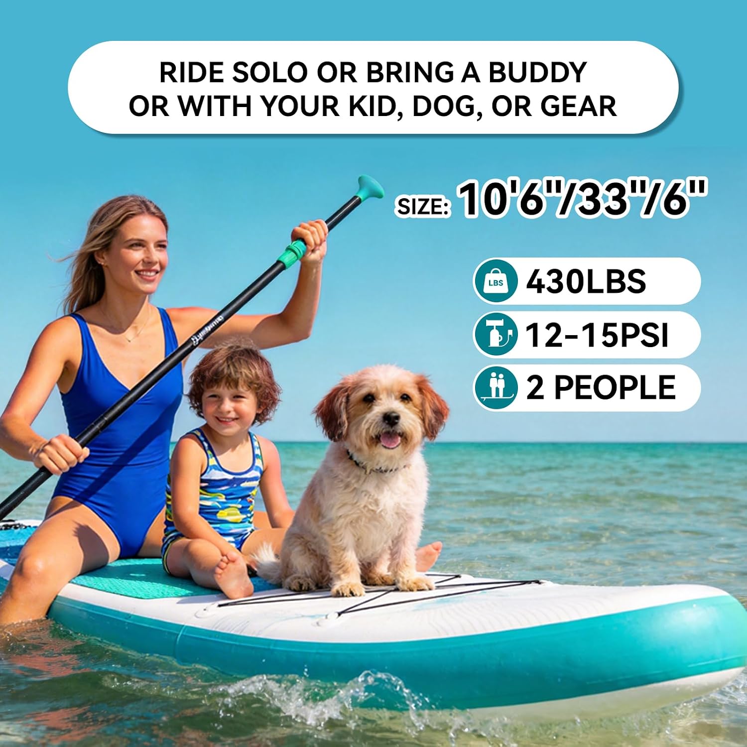 Inflatable Stand Up Paddle Board - Upgraded Glue-Free Hot Melt Technology, Long Service Life, 10'6', Anti-Slip EVA Deck, Full SUP Accessories, Included for Adults Youth All Skill Levels