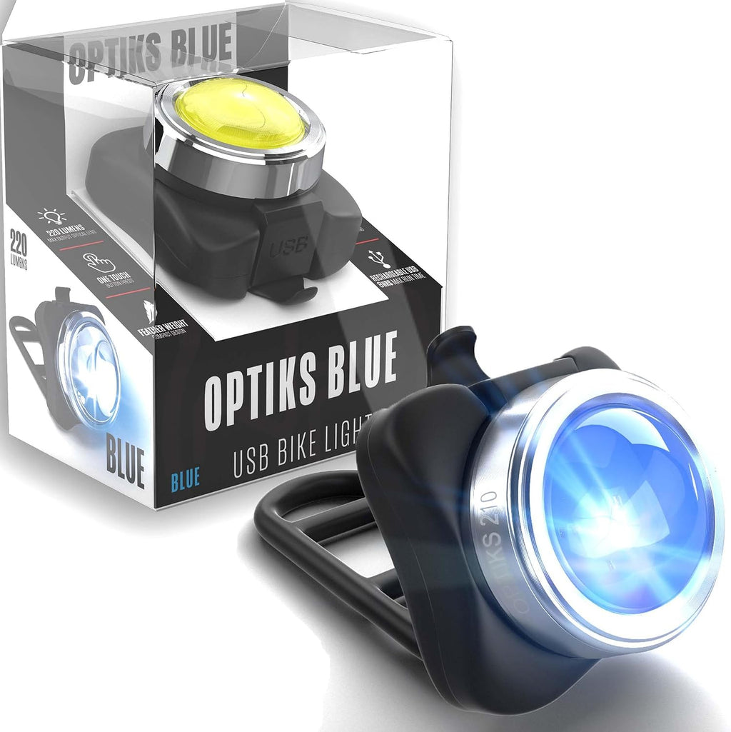 NP NIGHT PROVISION PS1200-BLUE Front & OPTIKS-Blue Emergency Patrol Bike Light - Blue/Blue Strobe LED - Rechargeable - Water Proof - 5 Modes. for Police Officers, EMS, Volunteers, and Security