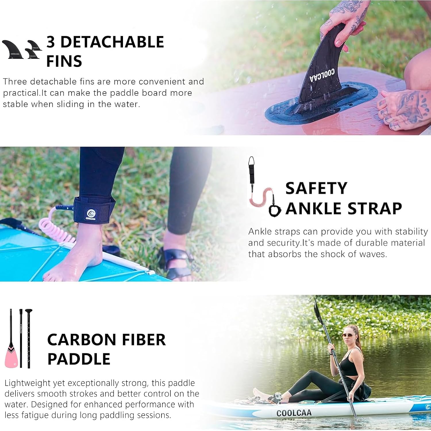 COOLCAA Dolphin Inflatable Paddle Board, Extra Wide & Stable SUP for Family and Beginners, Versatile for Water Activities, with Complete Accessories & Backpack