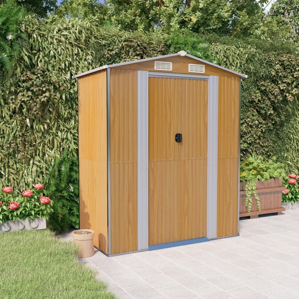 vidaXL Garden Shed Light Brown Galvanized Steel 75.6x42.5x87.8 in