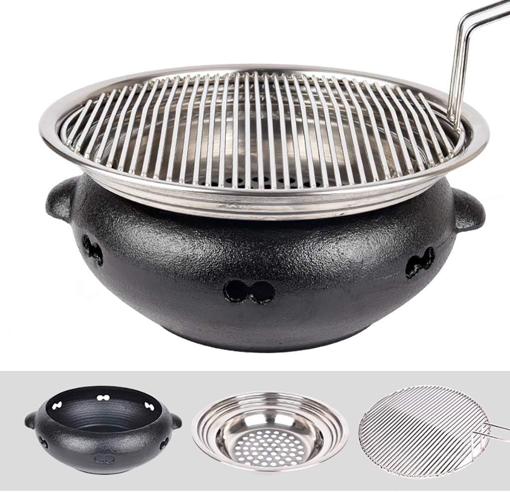 BBQ Barbeque Barbecue Grill,BBQ,Korean Household Smokeless Charcoal Barbecue Grill,Cast Iron Furnace Body,Indoor Outdoor,6 Styles (Color : C)