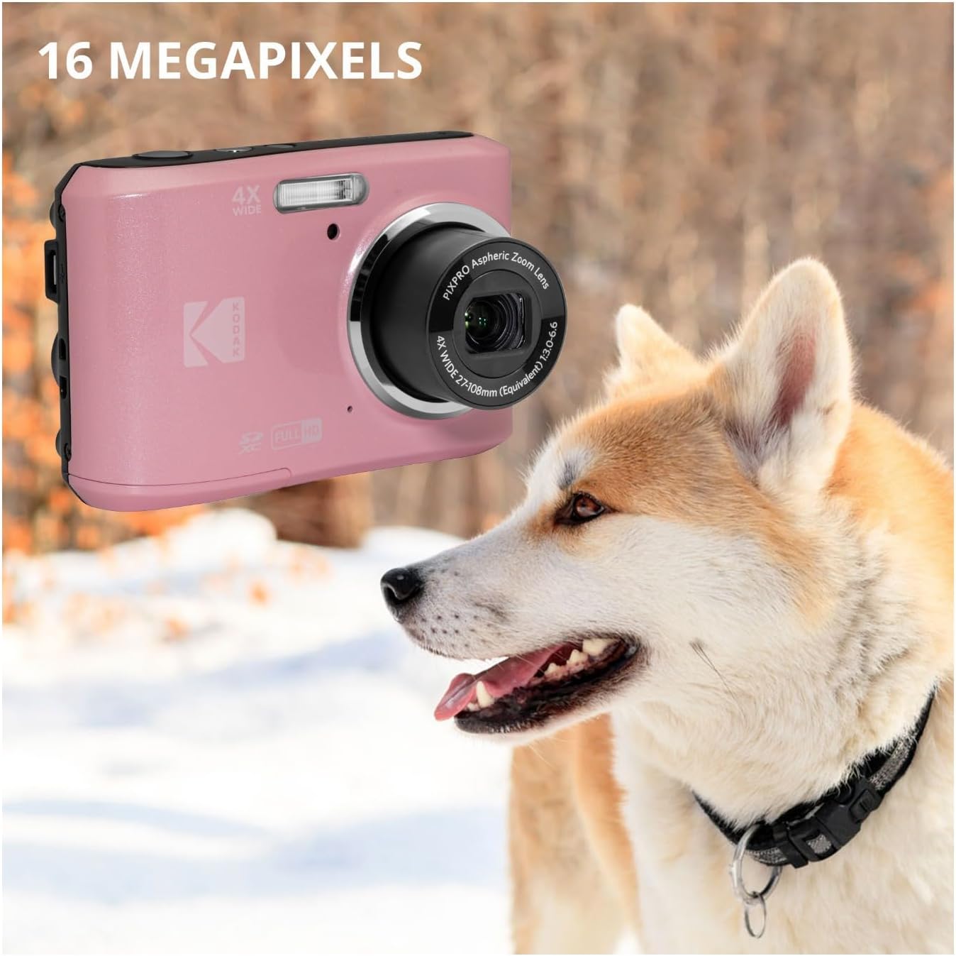 Kodak PIXPRO FZ45 Friendly Zoom 16MP 1080p Full HD Digital Camera (Pastel Pink) Bundle with Memory Card (2 Items)