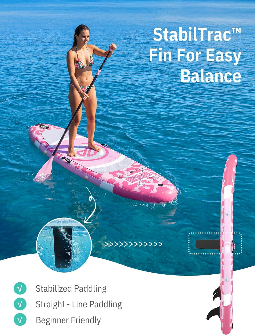 Niphean（Ultra-Light） Inflatable Paddle Board with StabilTrac Fin and Durable SUP Accessories, 10' Stand Up Paddle Boards for Adults & Youth, Versatile Yoga Paddle Board, Gift Ideas