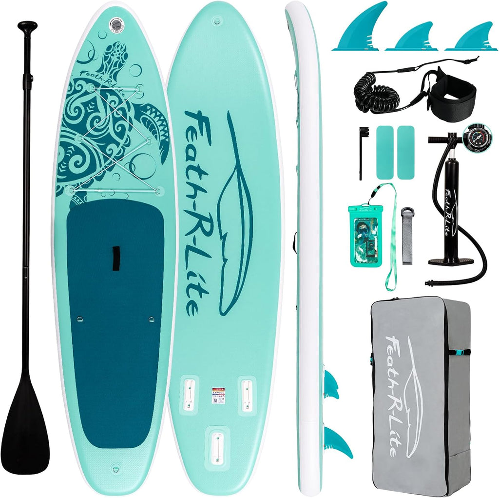 FEATH-R-LITE Inflatable Ultra-Light 10'×30''/10'6''×33'' Stand Up Paddle Board for All Skill Levels with Premium SUP Paddleboard Accessories,Non-Slip Comfort Deck for Youth & Adults