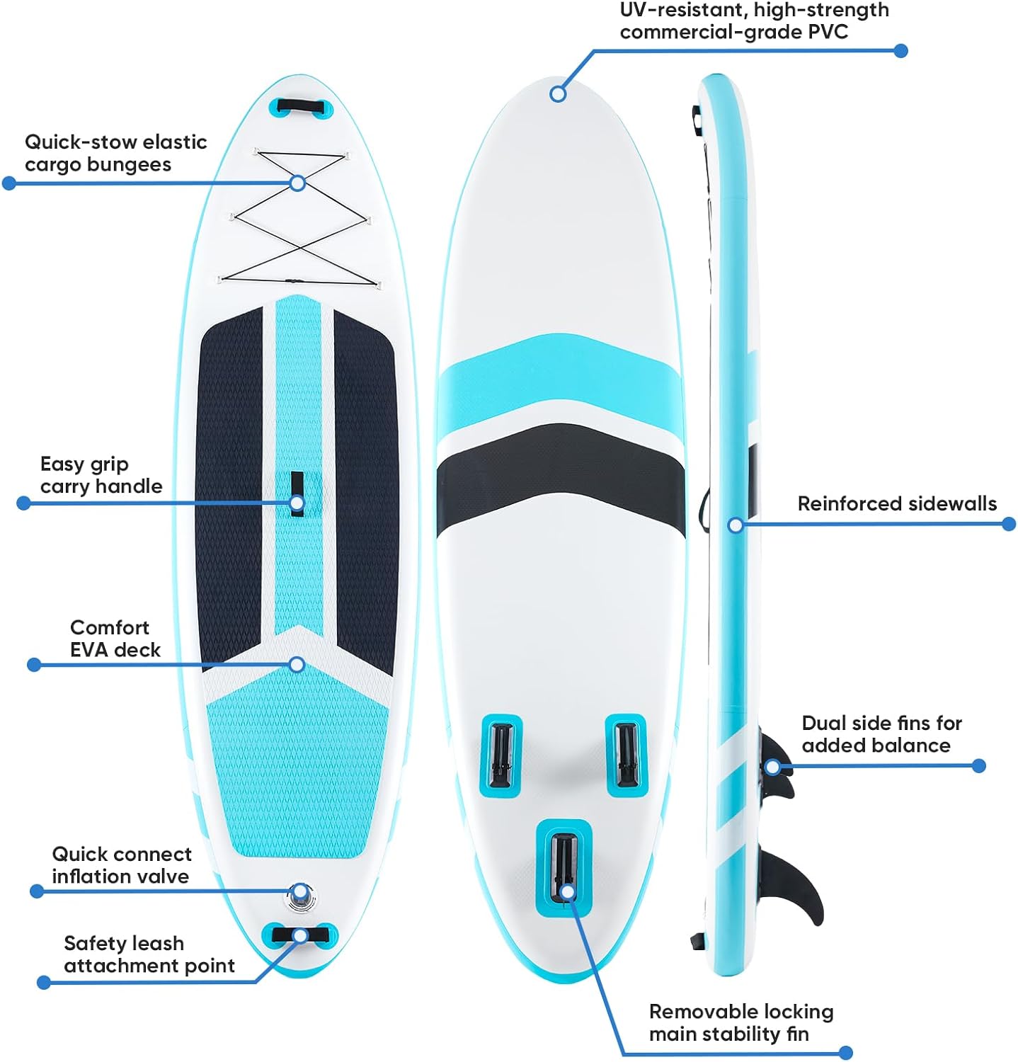 Sweetcrispy Inflatable Stand Up Paddle Board with Premium SUP Paddleboard Accessories,2-in-1 Paddle,Wide Stable Design,Non-Slip Comfort Deck for Adults & Youth of All Skill Levels