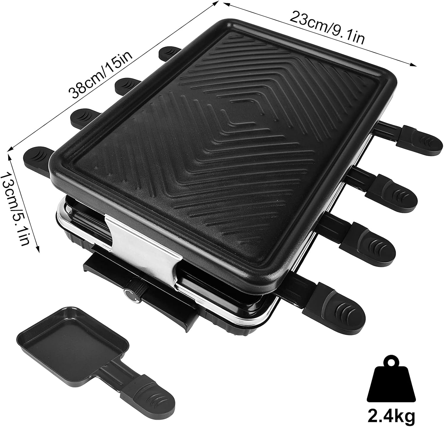 for Korean BBQ,Removable Not-Stick Surface Electric Indoor Grill Griddle,with Indicator Light Temperature Control Electric Griddle-Black 38x23x13cm(15x9x5inch)