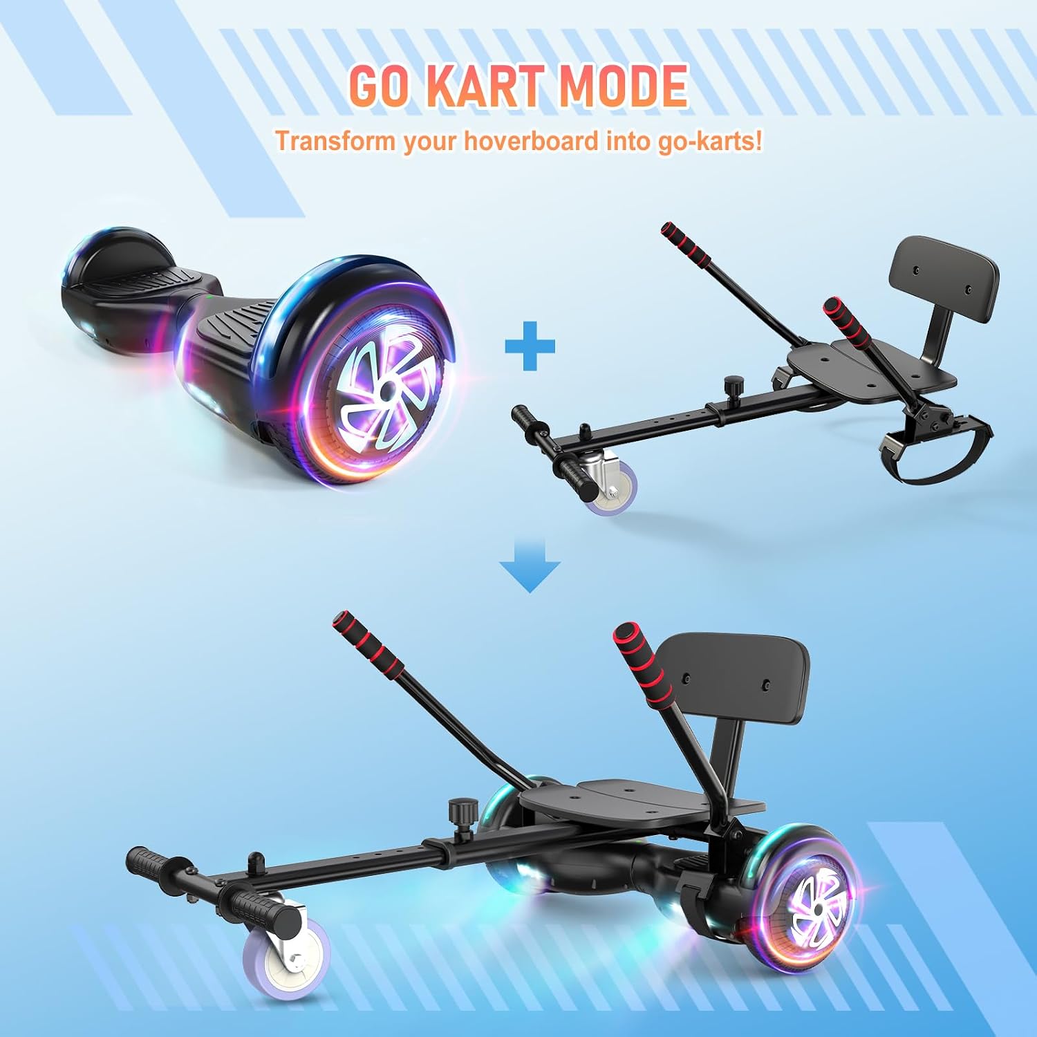 LIEAGLE Hoverboard, 6.5' Self Balancing Scooter Hover Board with Bluetooth Wheels LED Lights for Kids Adults