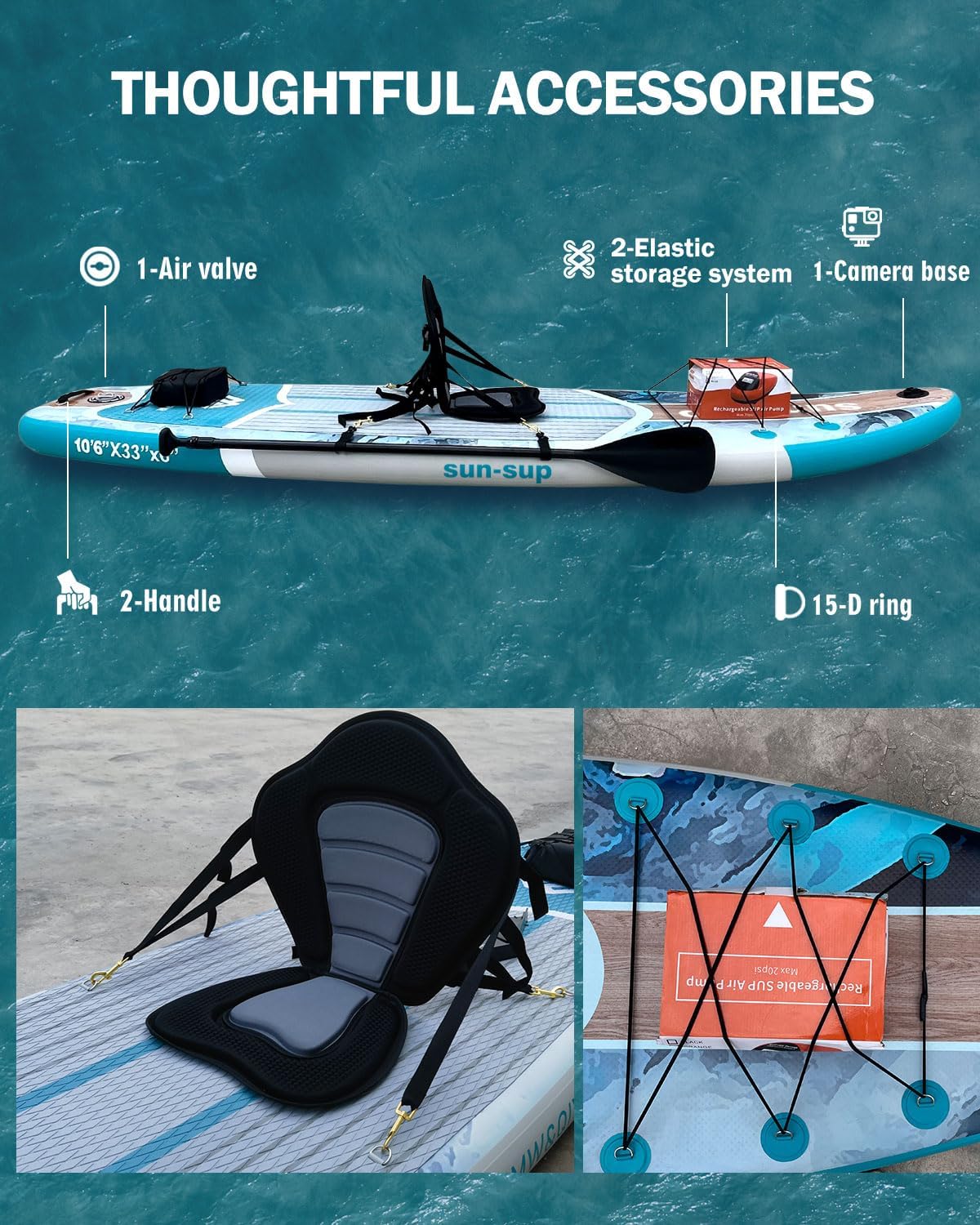 MW&QIYZN Inflatable Paddle Board for Adults, Inflatable Stand Up Paddle Boards with Premium SUP Board Accessories & Carry Bag, Wide Stance, Non-Slip Deck, Leash, Paddle