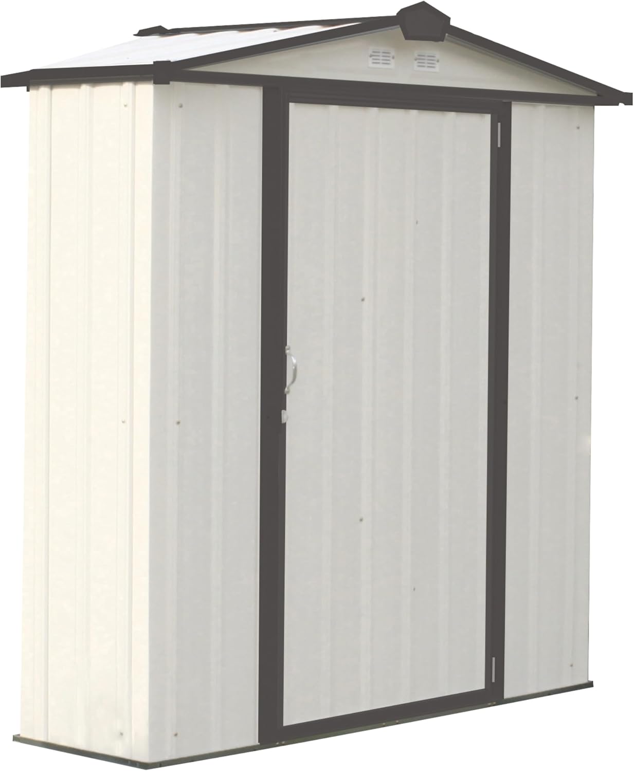 6x3 Galvanized Steel Shed –Outdoor Storage Shed with Quick Assembly, Large Lockable Swing Doors for Garden, Tool, and Equipment Storage - Cream/Dark Grey