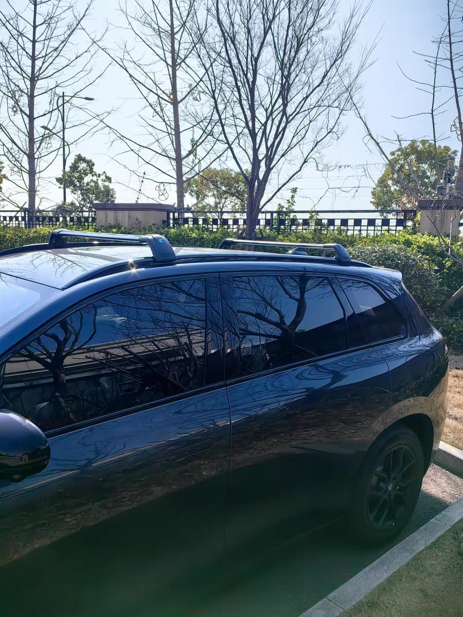 2PCS Aluminum Crossbar Cross Bar Fit for Hyundai IONIQ 5 2022-2025 SEL Limited XRT Luggage Cargo Carrier Roof Rack Rails with Anti-Theft Locks Lockable (Black with Silver)