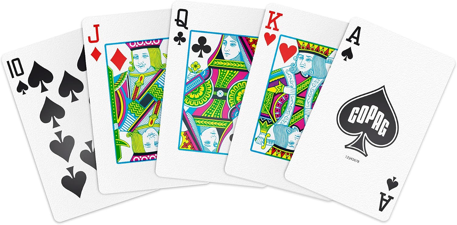 Copag 1546 Design 100% Plastic Playing Cards, Bridge Size (Narrow) Green/Burgundy (Standard Index, 6 Sets)