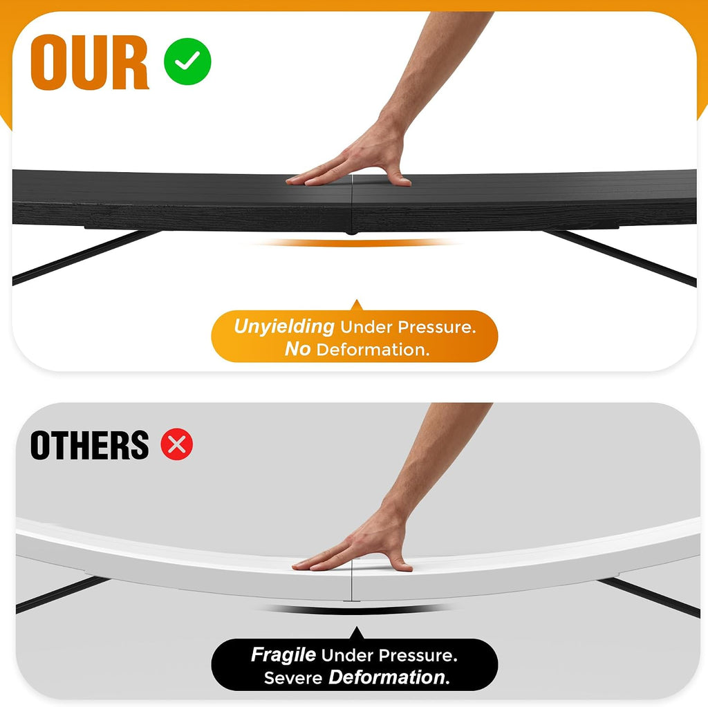 8 Ft Plastic Folding Table,Heavy Duty Portable Table for Indoor & Outdoor,Wood Grain Desktop & 400lbs Weight Capacity,Premium Solutions for Camping,Picnic,BBQ and Party