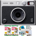 Fujifilm Instax Mini EVO Hybrid Digital/Instant Film Camera (Black) with Fujifilm Instax Mini Instant Film Pack (40 Exp) + Photo Box, Frames and Postcard Set Bundle