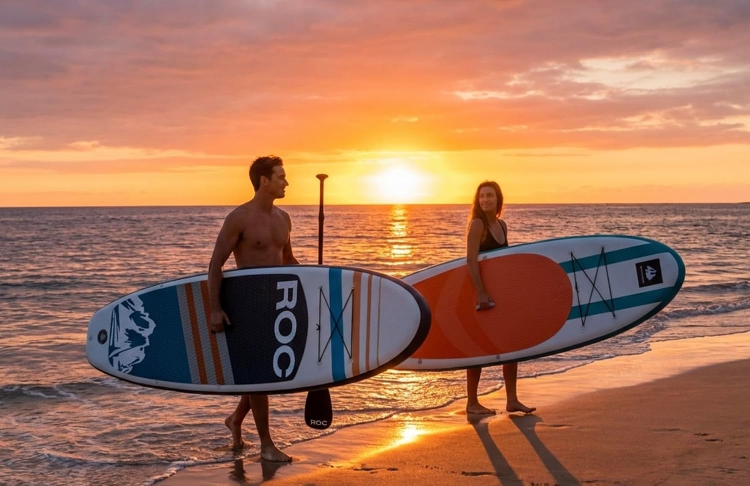 ROC Inflatable Stand Up Paddle Board with Premium SUP Paddle Board Accessories, Wide Stable Design, Non-Slip Comfort Deck for Youth & Adults