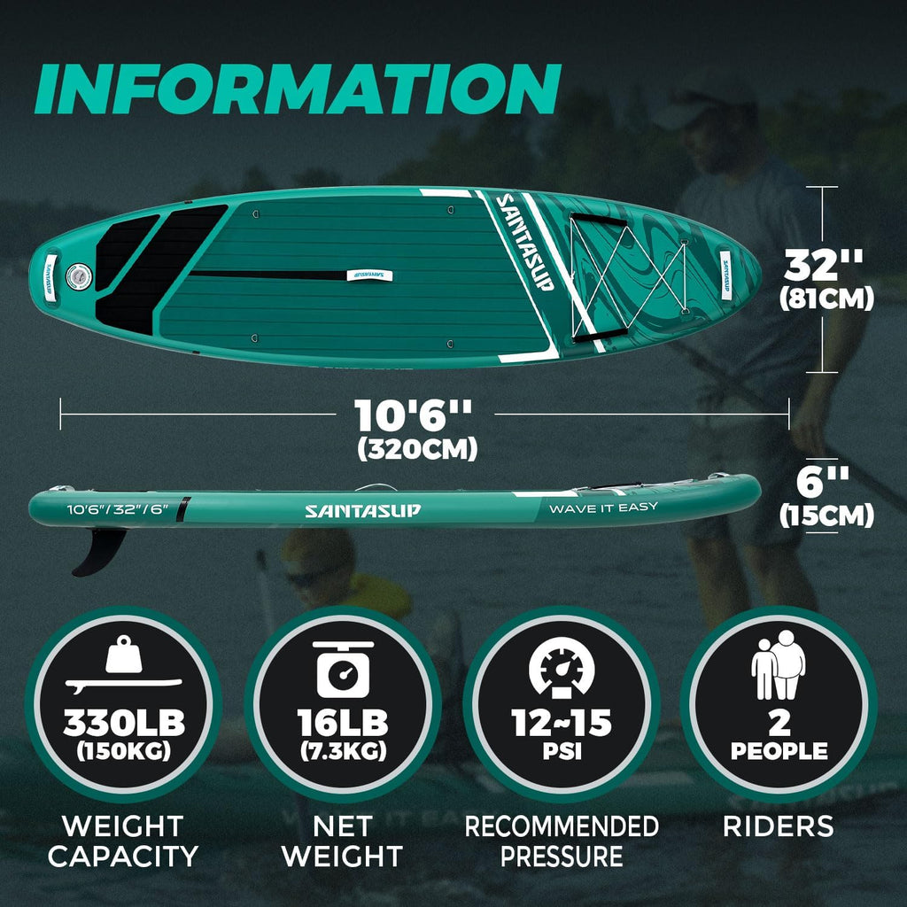 Inflatable Stand Up Paddle Board with SUP Accessories, Anti-Slip EVA Deck, 10'6'/11' Wide Stance Board, Sup Board for Adults & Youth of All Skill Levels Backpack