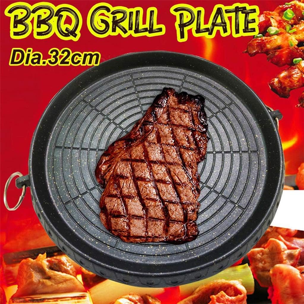 Aluminum Charcoal Grill Pan Smokeless Non-Stick Korean BBQ Plate Tray Indoor Outdoor Picnic Garden Party Terrace Beach