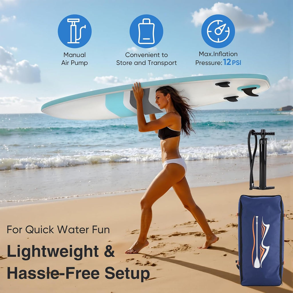 Sweetcrispy Inflatable Stand Up Paddle Board with Premium SUP Paddleboard Accessories,2-in-1 Paddle,Wide Stable Design,Non-Slip Comfort Deck for Adults & Youth of All Skill Levels