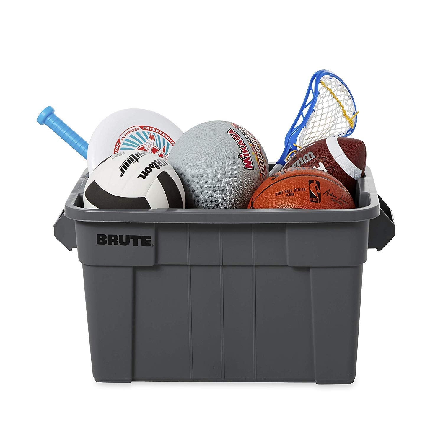Rubbermaid Commercial Products BRUTE Tote Storage Bin with Lid, 14-Gallon, White, Rugged/Reusable Boxes for Moving/Camping/Garage/Basement Storage, Pack of 6