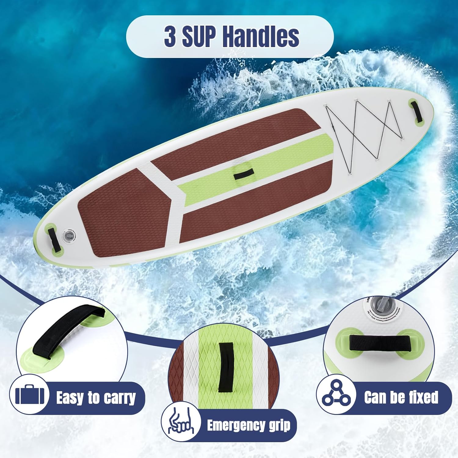 NEWBULIG 33' Inflatable Paddle Board SUP, Stand Up Paddle Board Blow Up with 3 Carry Handles, Non-Slip Deck Pad, Complete Kit with Pump, Leash & Backpack for Beginners/Adults