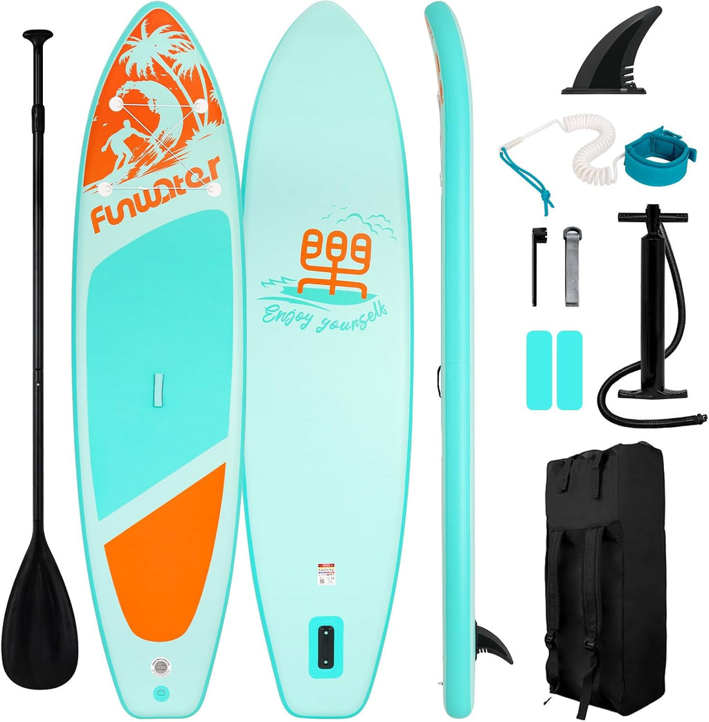 FunWater Inflatable Stand Up Paddle Board with Premium SUP Paddleboard Accessories, Anti-Slip EVA Deck, 11'6''/11'/10'6'' Paddle Boards for Adults & Youth of All Skill Levels