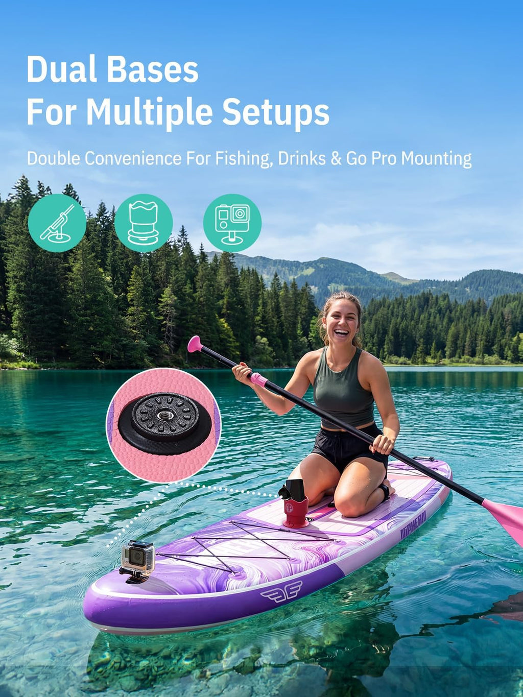 Niphean (Extra Large) Inflatable Paddle Board, SUP for 2+1 People/Family 500lbs Capacity Stand Up Paddle Board with SUP Accessories, StabilTrac Fin Non-Slip Paddleboard for Adults