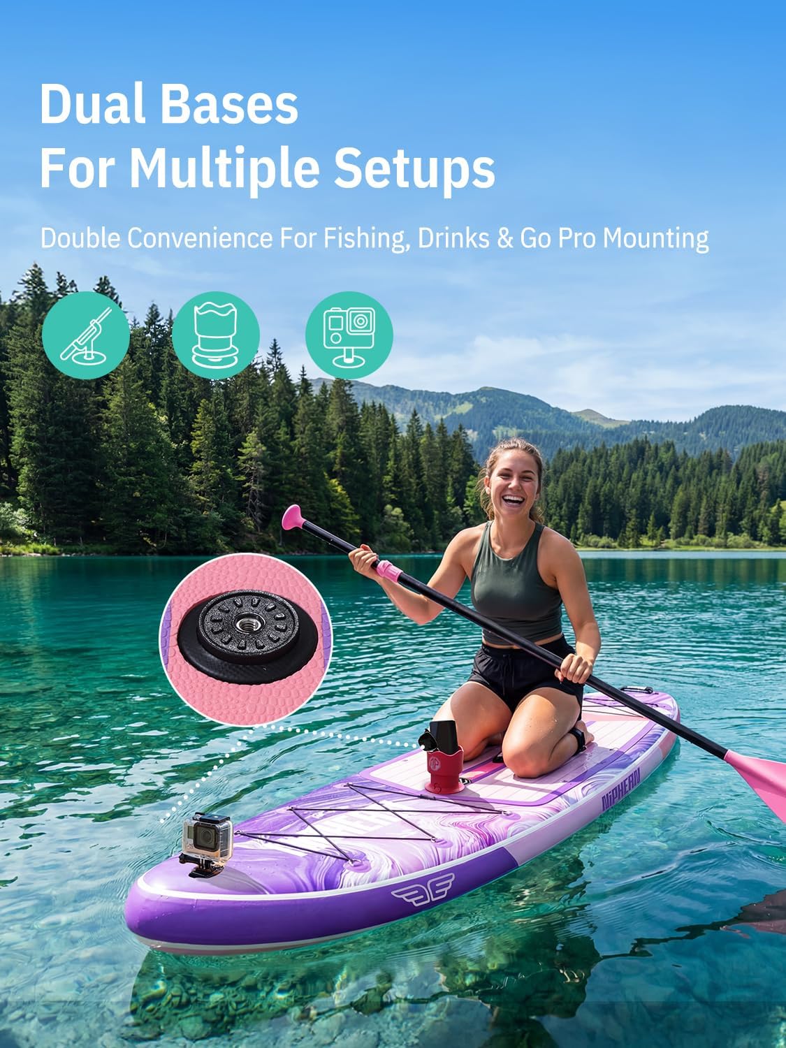 Niphean (Extra Large) Inflatable Paddle Board, SUP for 2+1 People/Family 500lbs Capacity Stand Up Paddle Board with SUP Accessories, StabilTrac Fin Non-Slip Paddleboard for Adults