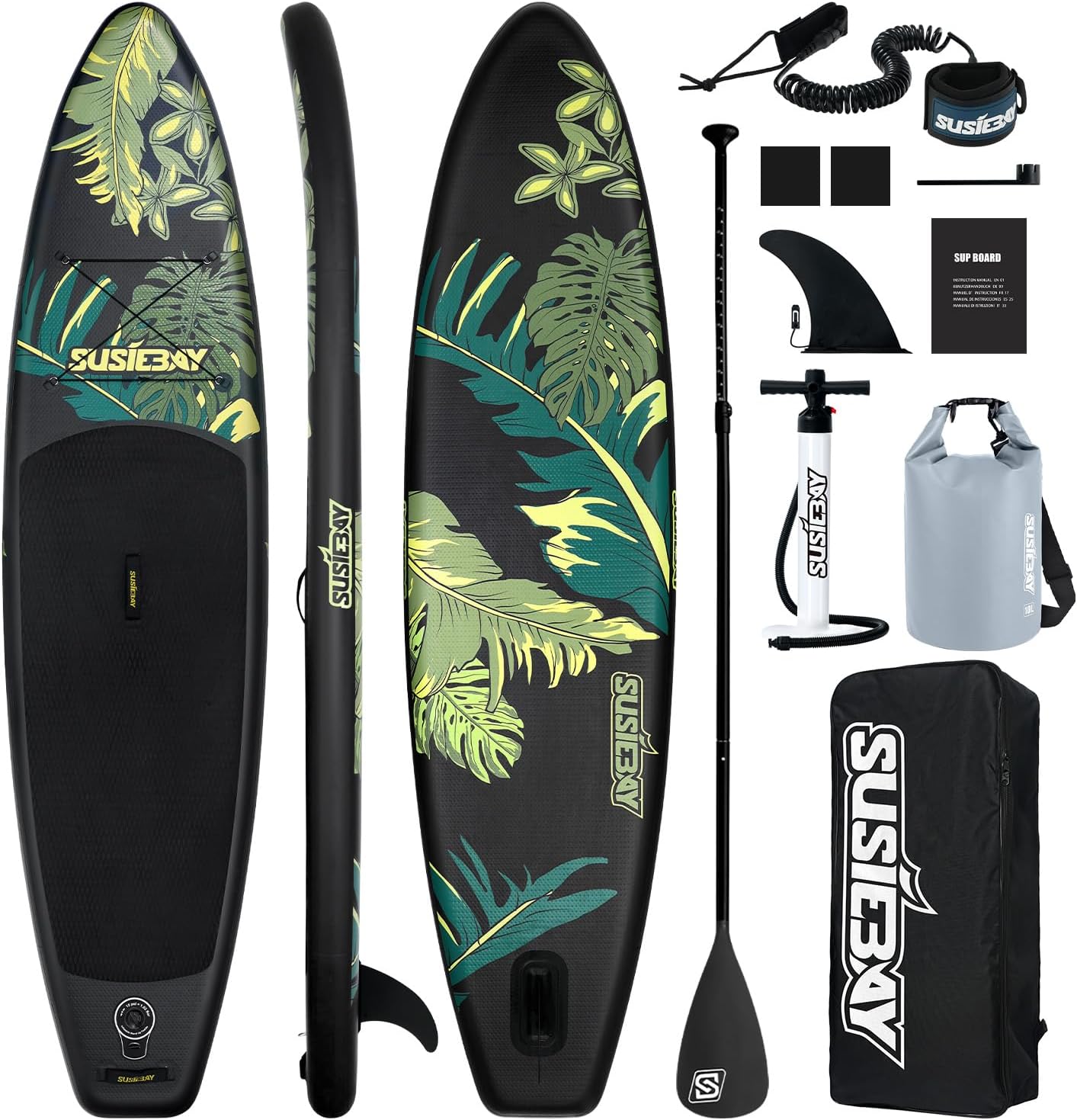 Inflatable Stand Up Paddle Board, 11ft 10'6' Paddle Board for Adults & Youth, Durable SUP Accessories with Non-Slip Deck, Dual Hand Pump,10L Dry Bag,108L Backpack